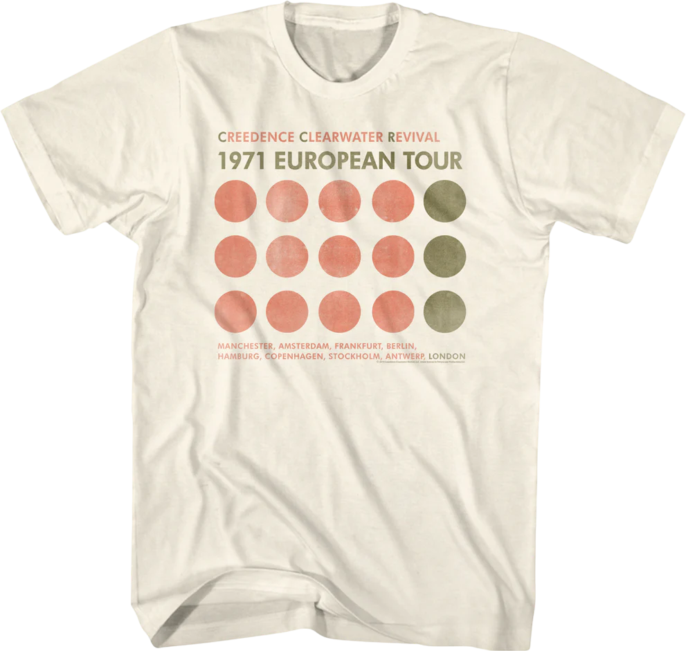 1971 European Tour Creedence Clearwater Revival T-Shirt