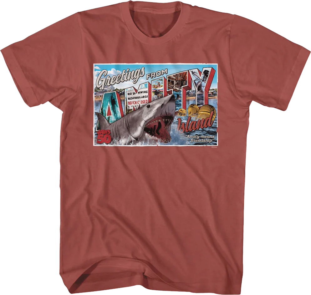 50th Anniversary Postcard Jaws T-Shirt