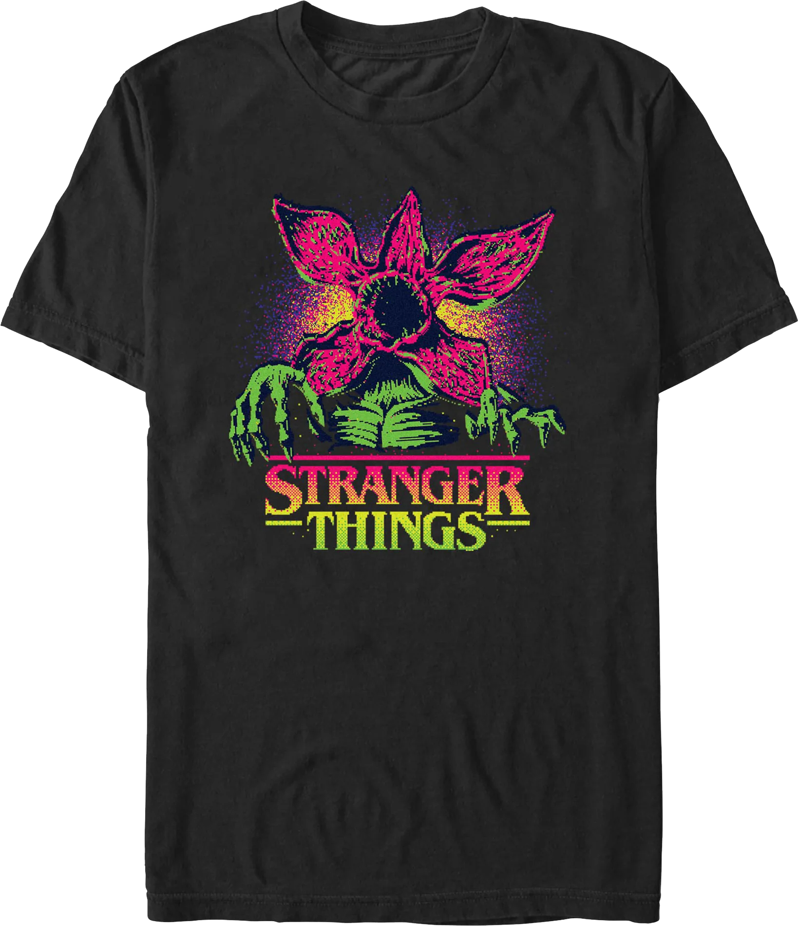 8-Bit Demogorgon & Logo Stranger Things T-Shirt