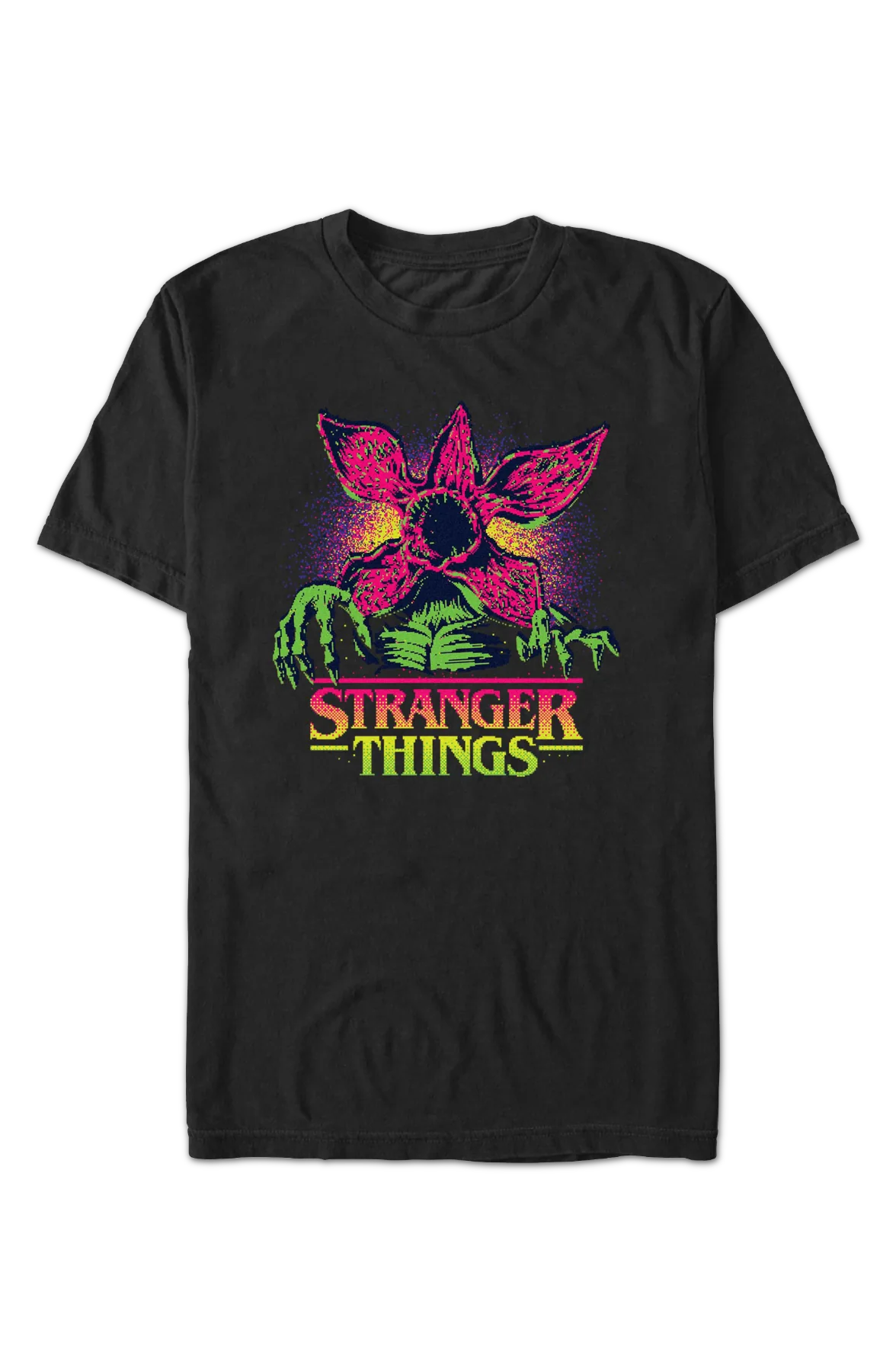 8-Bit Demogorgon & Logo Stranger Things T-Shirt - Image 2