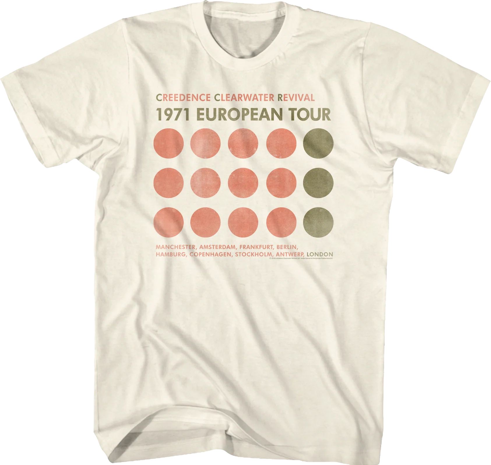 AC 1971 European Tour Creedence Clearwater Revival T-Shirt