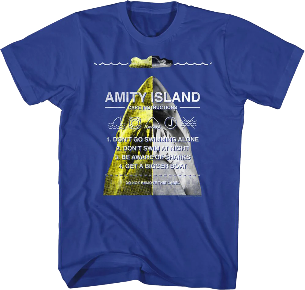 Amity Island Care Instructions Jaws T-Shirt