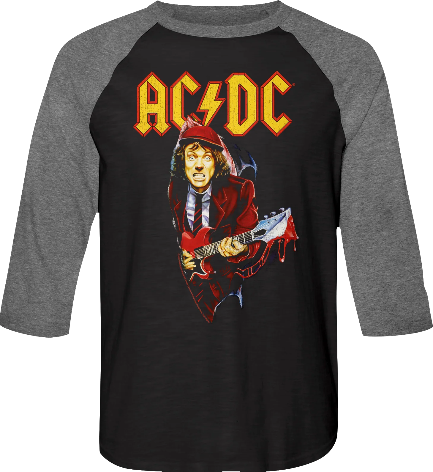 Angus Young Bloody Guitar ACDC Raglan Baseball Shirt