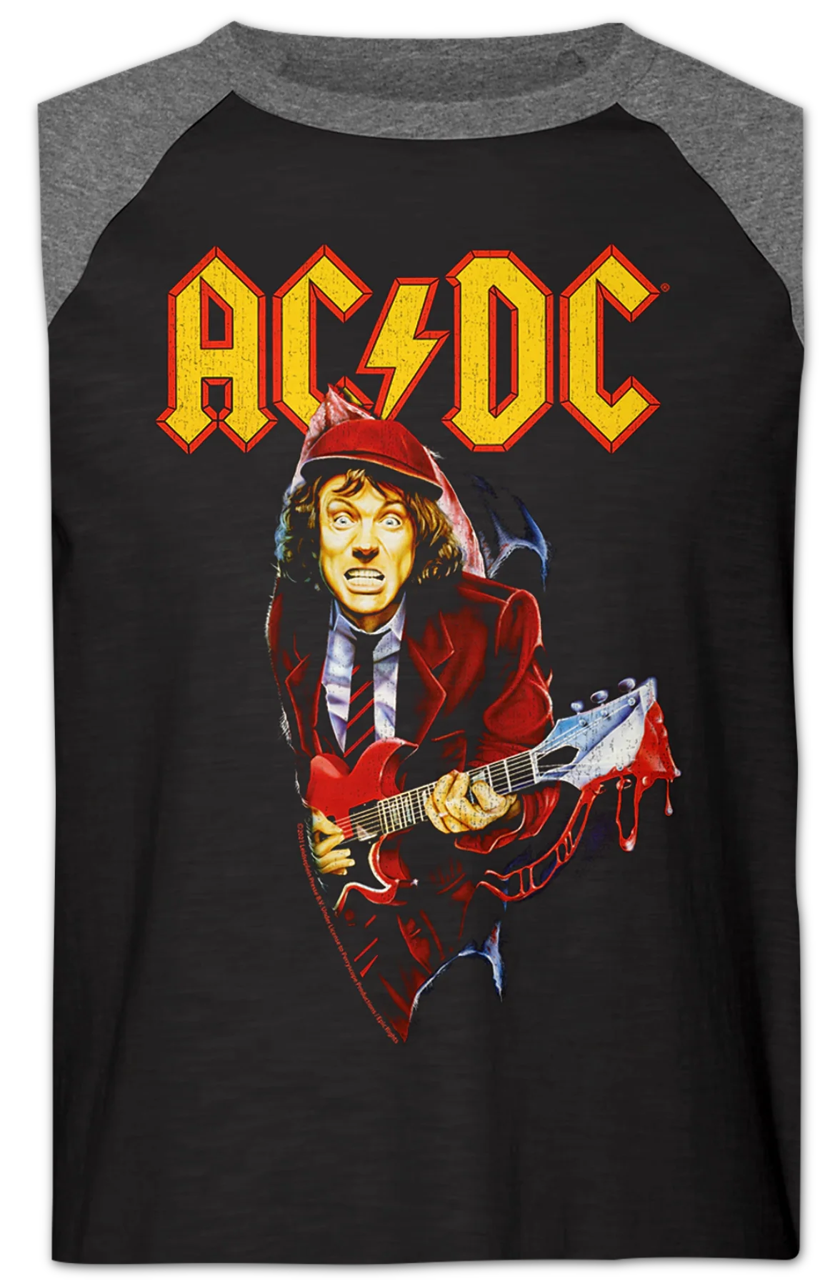 Angus Young Bloody Guitar ACDC Raglan Baseball Shirt - Image 2