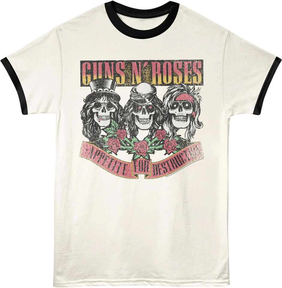 Appetite For Destruction Skulls & Banner Guns N' Roses Ringer Shirt