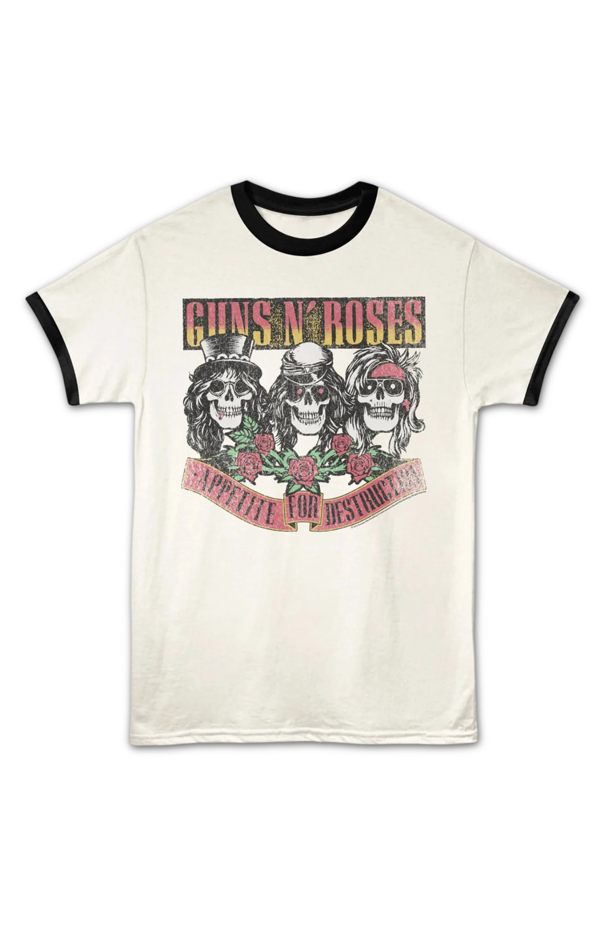 Appetite For Destruction Skulls & Banner Guns N' Roses Ringer Shirt - Image 2