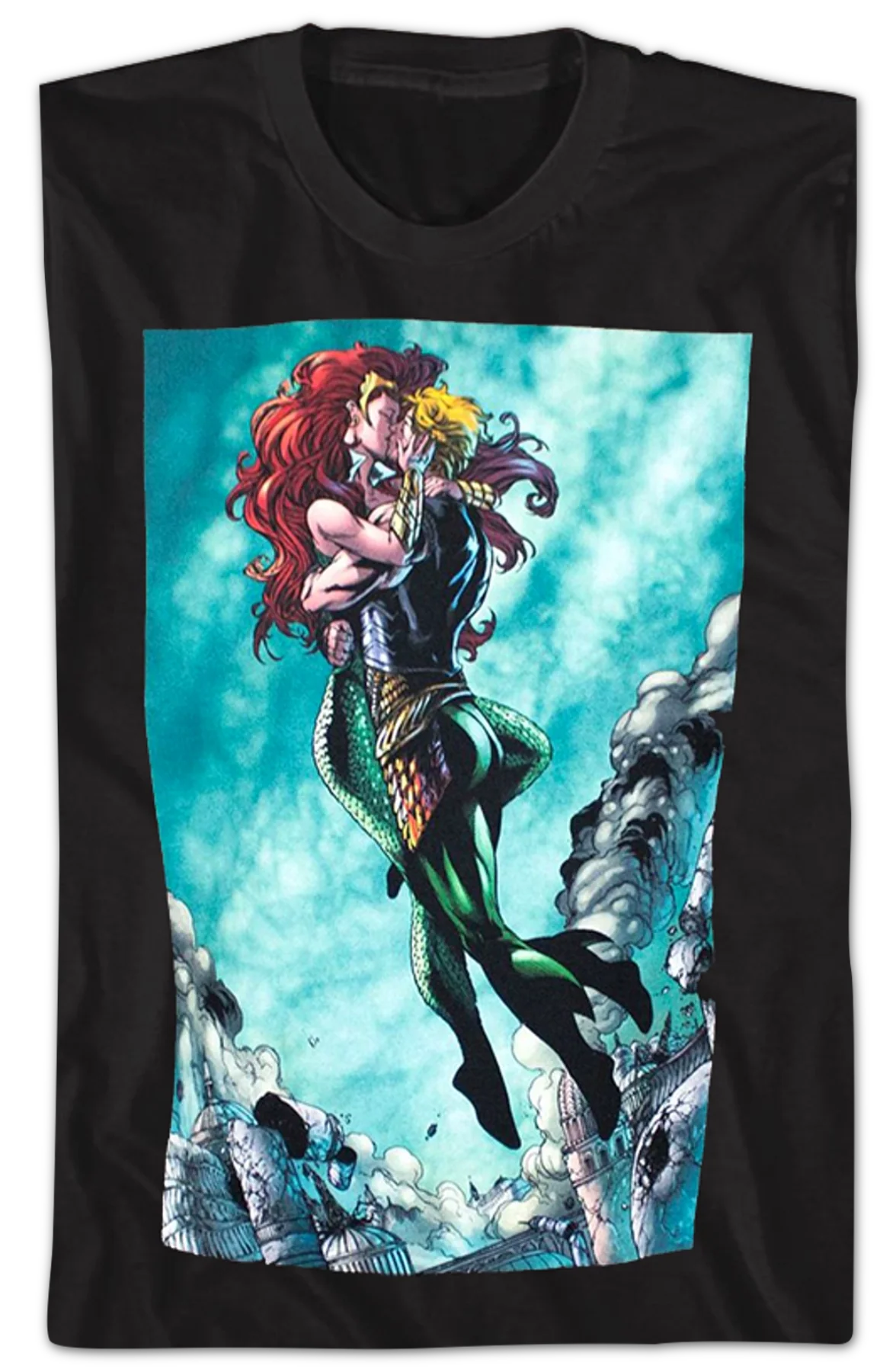 Aquaman and Mera Kissing DC Comics T-Shirt - Image 2