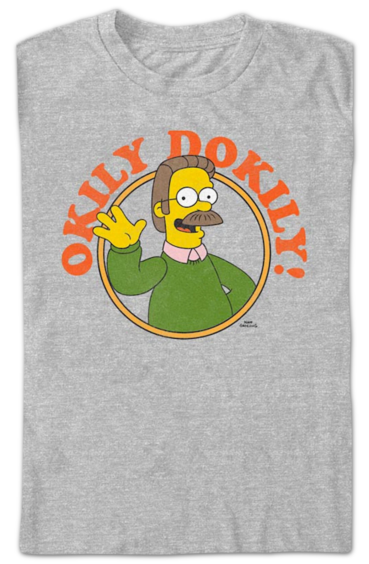 Athletic Heather Ned Flanders Okily Dokily Simpsons T-Shirt - Image 2