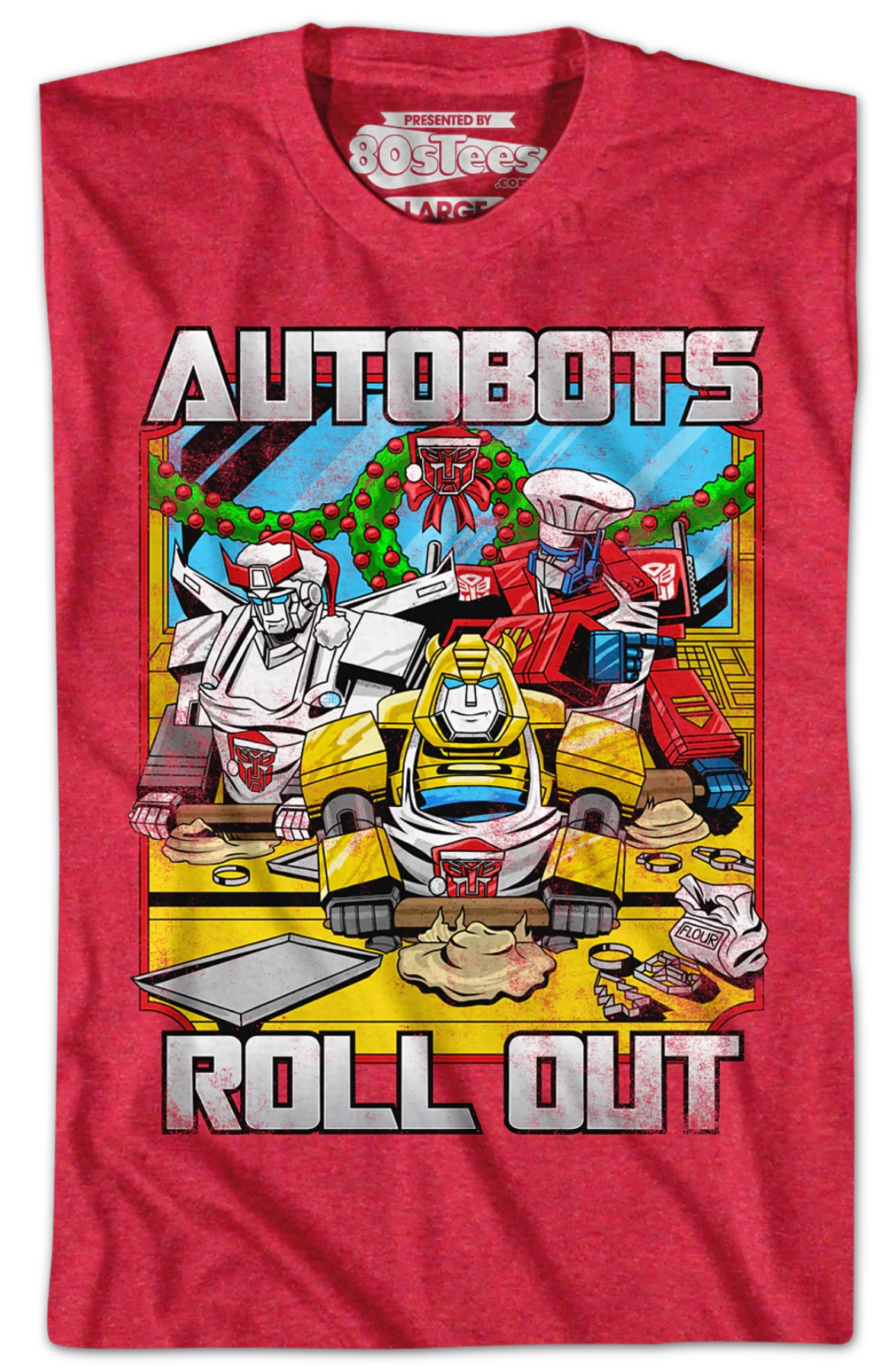 Autobots Roll Out Red Transformers Christmas T-Shirt - Image 2