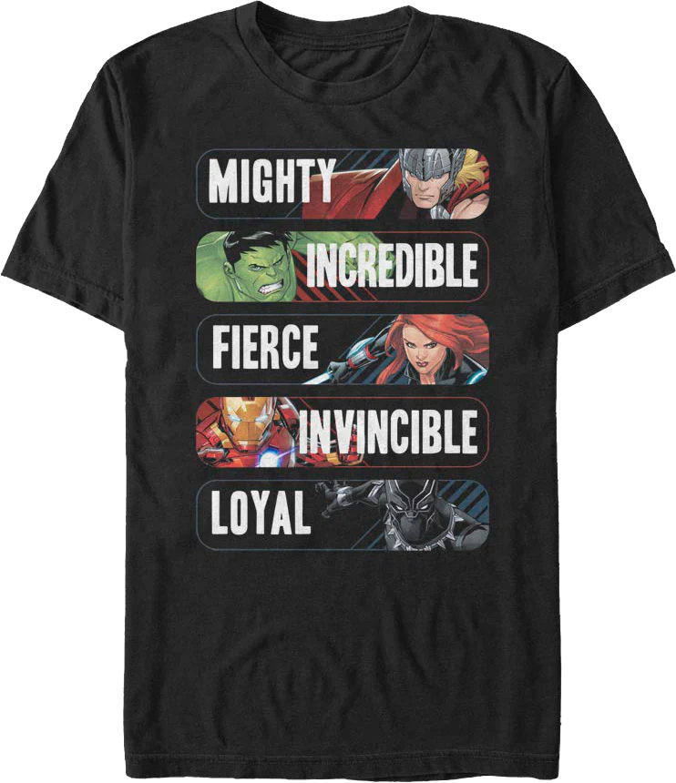 Avenger Adjectives Marvel Comics T-Shirt