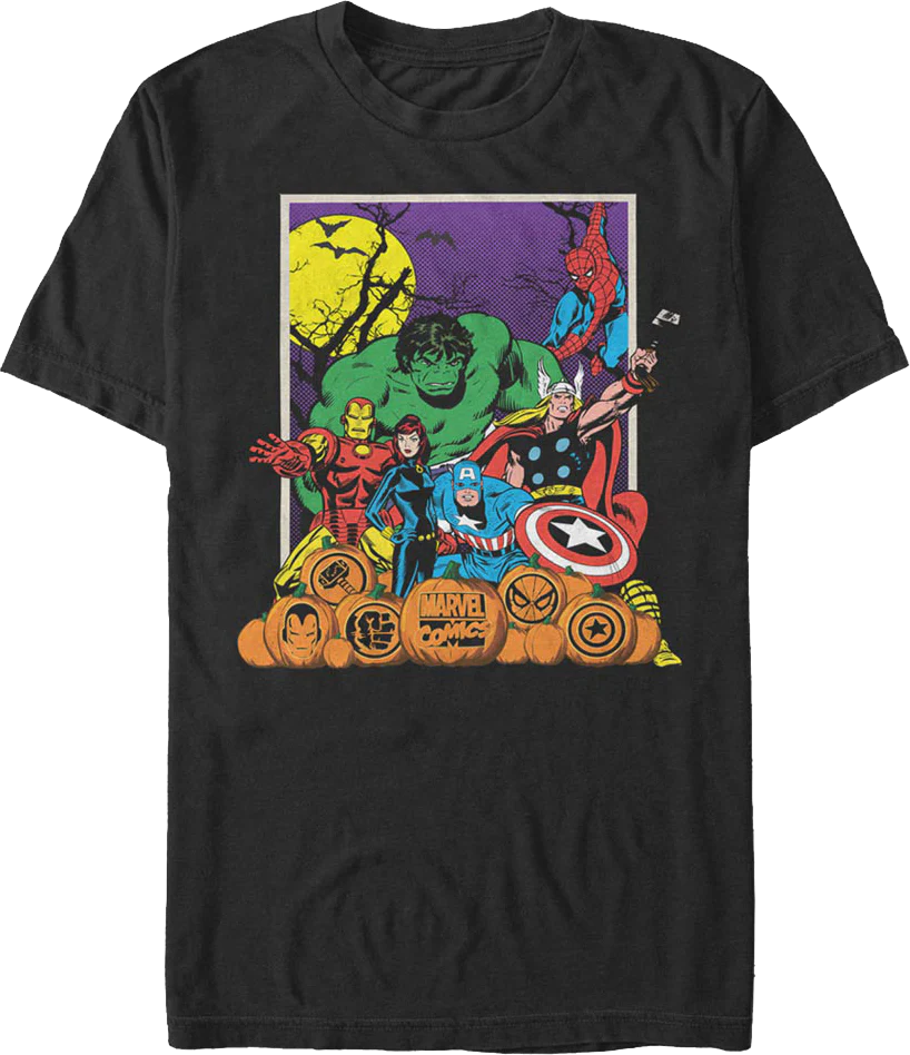 Avengers Halloween Pumpkin Patch Marvel Comics T-Shirt