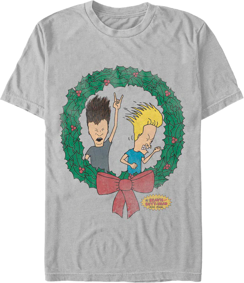 Beavis And Butt-Head Christmas Wreath T-Shirt