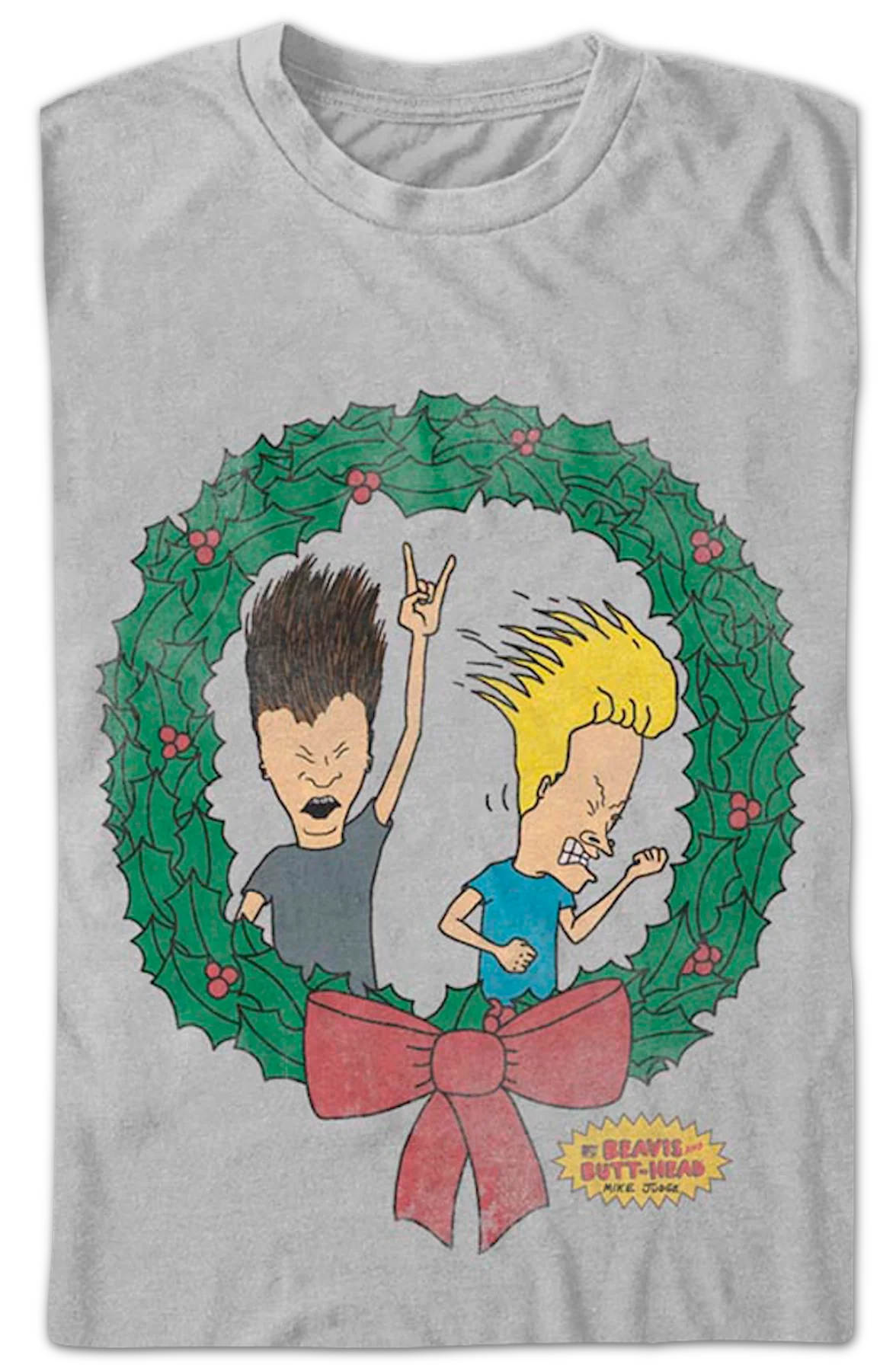 Beavis And Butt-Head Christmas Wreath T-Shirt - Image 2