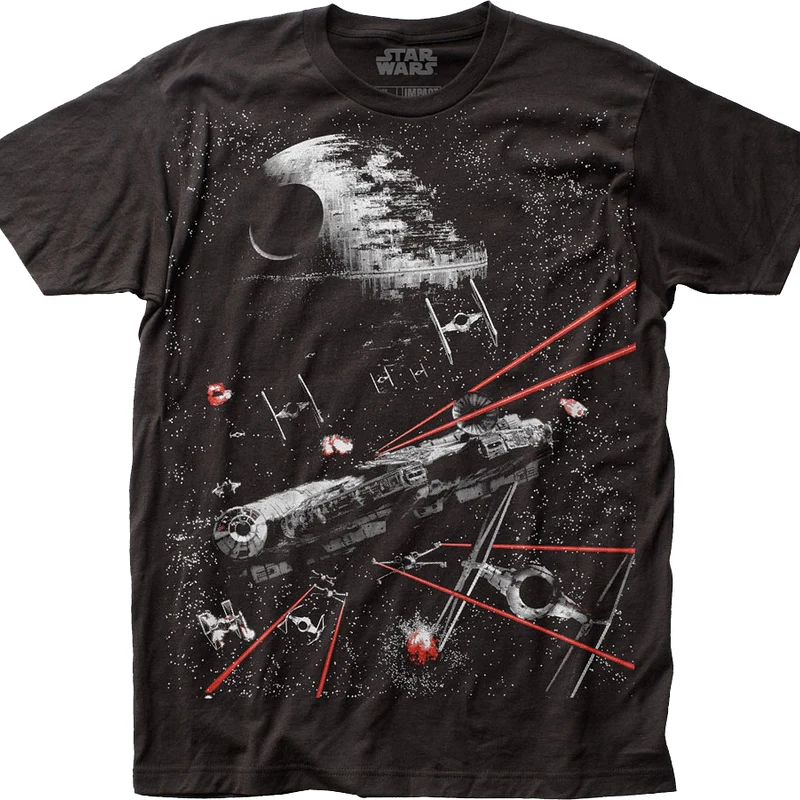 Big Print Millennium Falcon Chase Star Wars T-Shirt