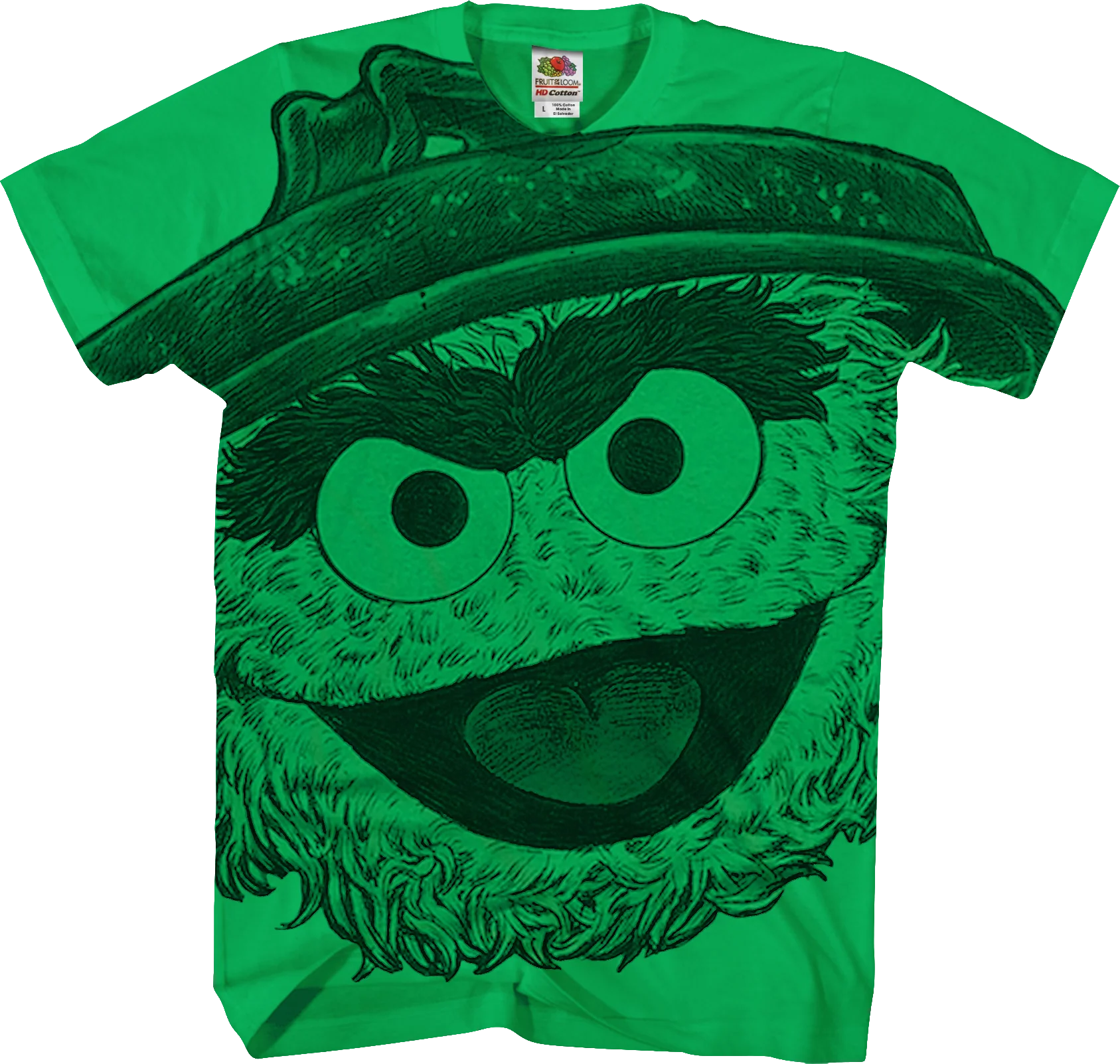 Big Print Oscar The Grouch Sesame Street T-Shirt