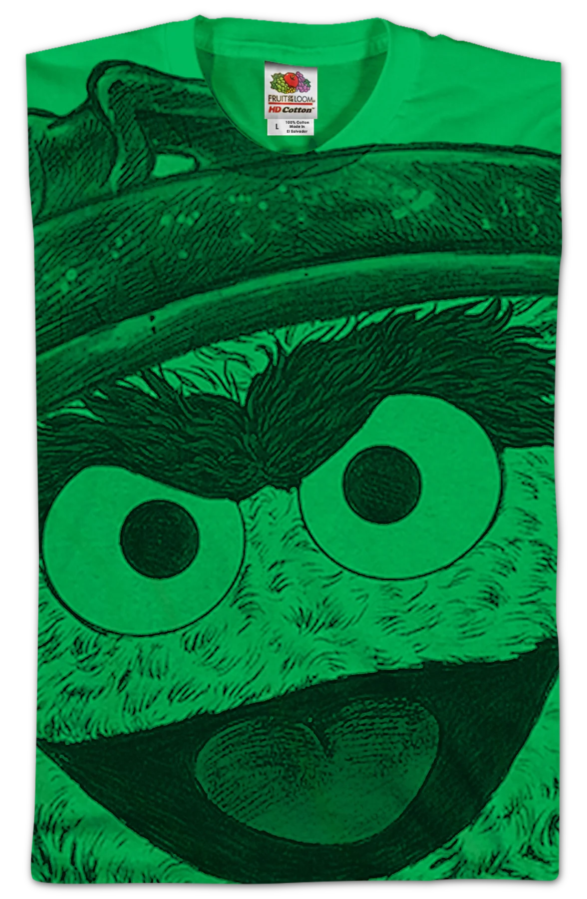 Big Print Oscar The Grouch Sesame Street T-Shirt - Image 2