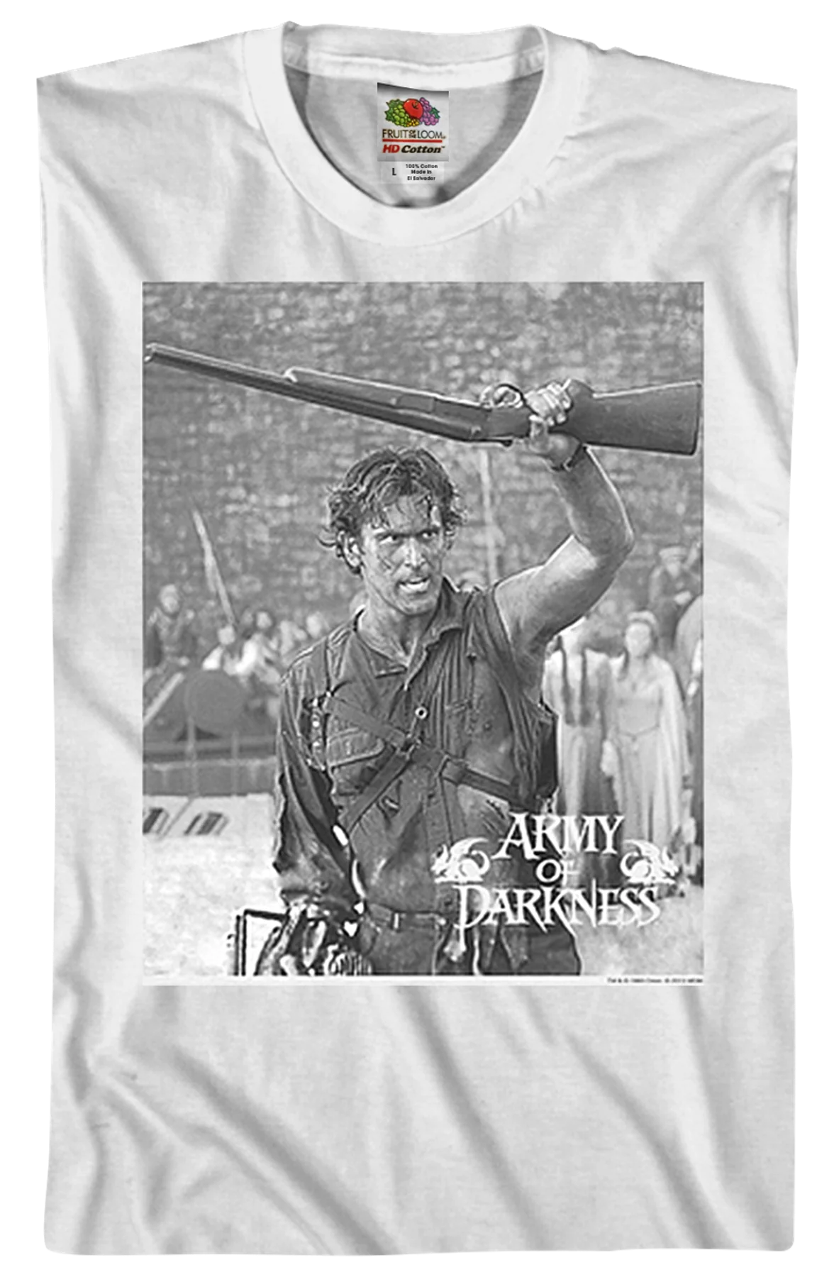 Black and White Boom Stick Army of Darkness T-Shirt - Image 2