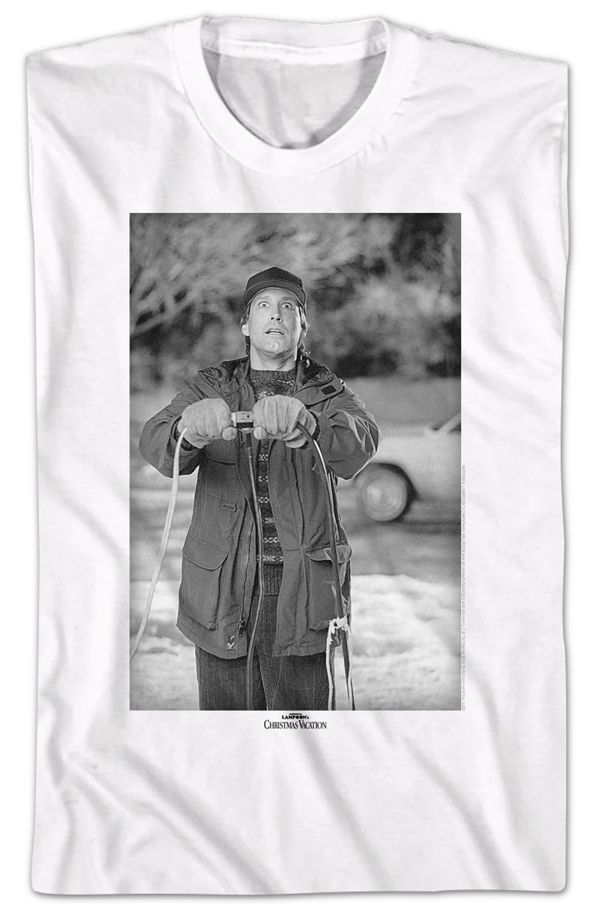 Black And White Clark Griswold Christmas Vacation T-Shirt - Image 2