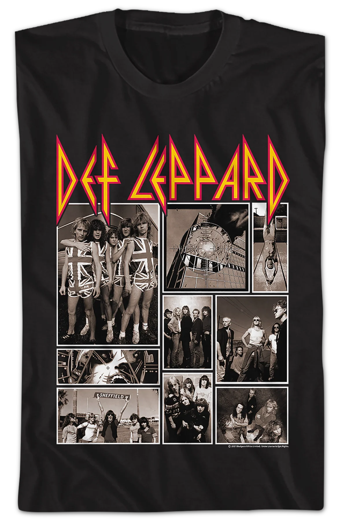 Black and White Collage Def Leppard T-Shirt - Image 2