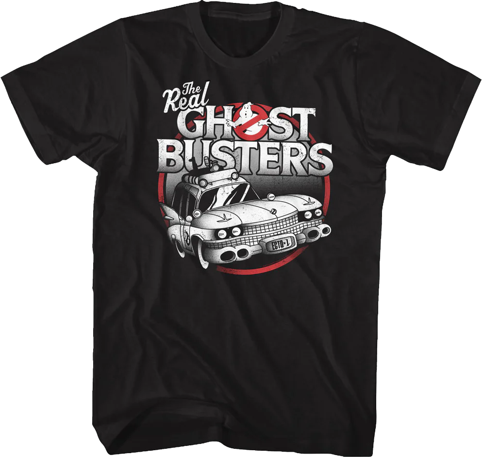Black and White Ecto-1 Real Ghostbusters T-Shirt