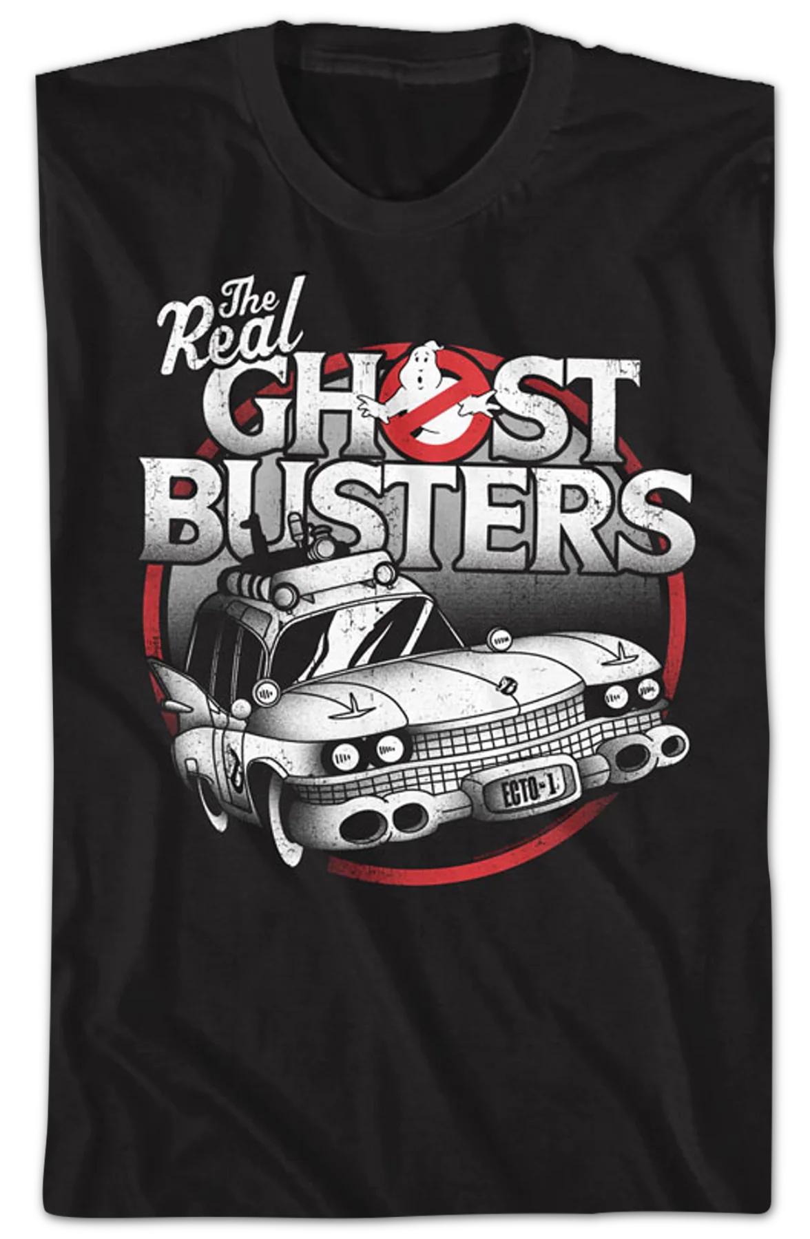 Black and White Ecto-1 Real Ghostbusters T-Shirt - Image 2