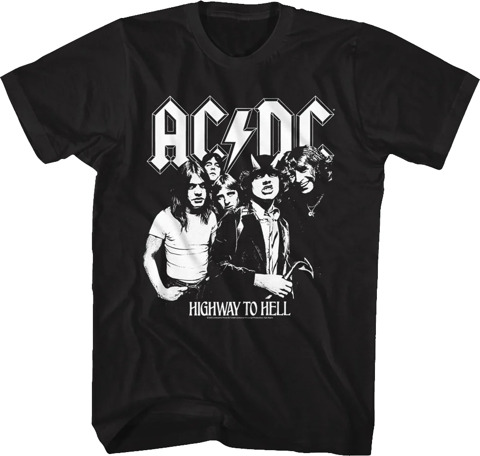 Black And White Highway To Hell ACDC Shirt