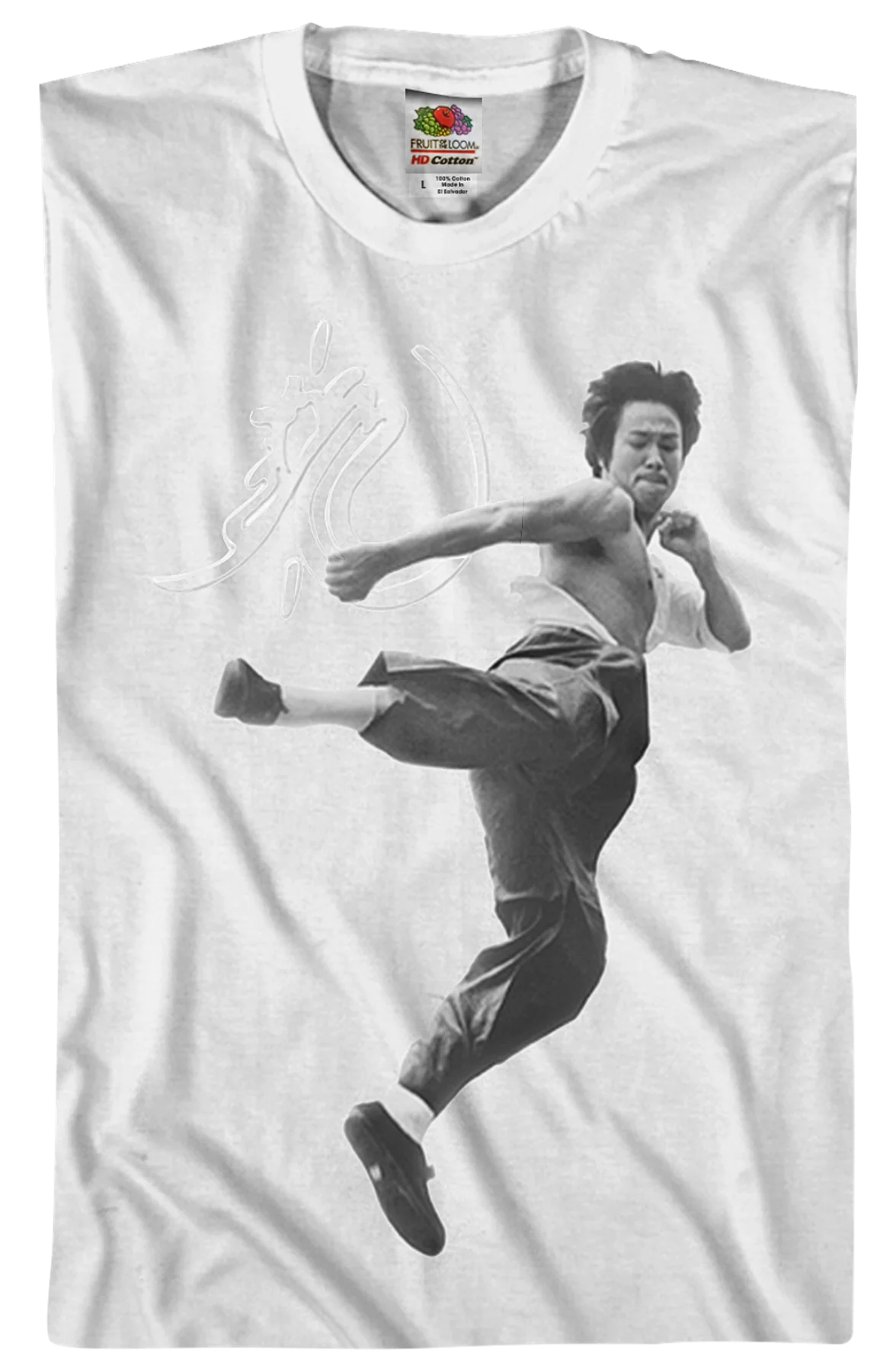 Black and White Motion Kick Bruce Lee T-Shirt - Image 2