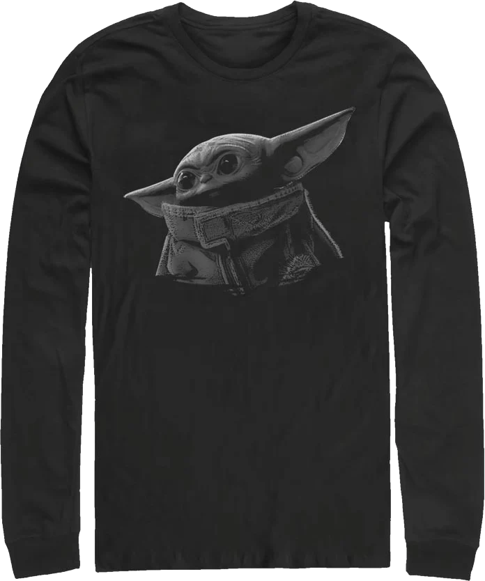 Black And White The Child Star Wars The Mandalorian Long Sleeve Shirt