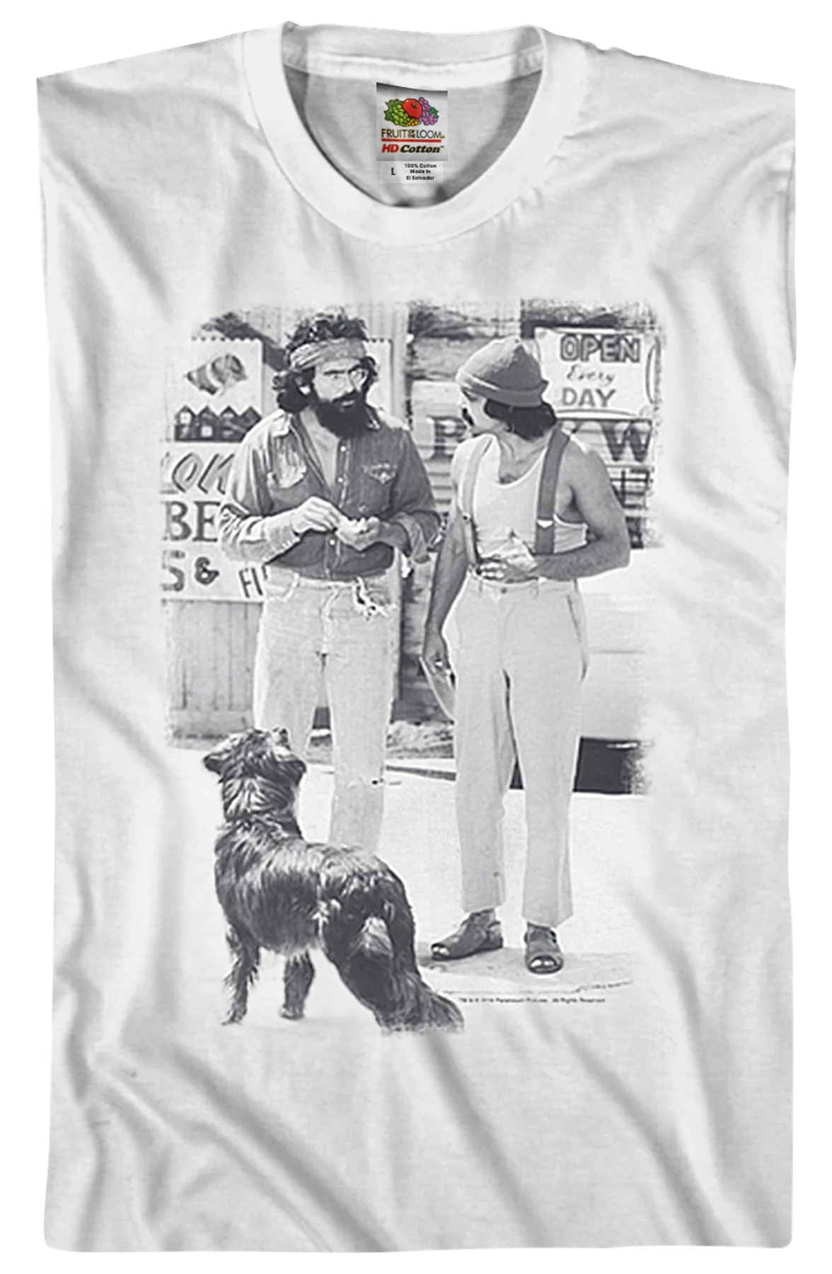 Black And White Up In Smoke Cheech And Chong T-Shirt - Image 2