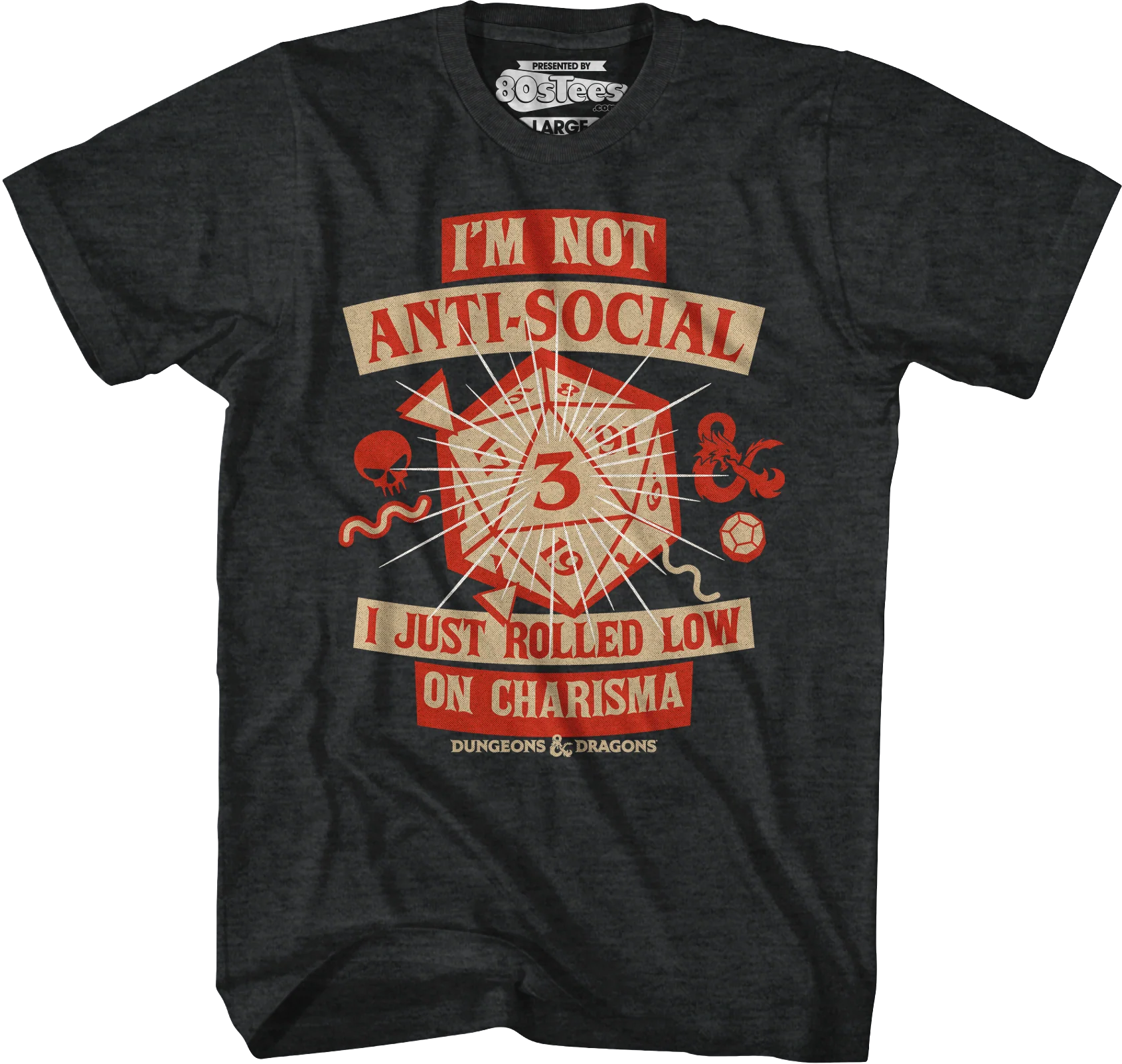 Black Heather Rolled Low On Charisma Dungeons & Dragons T-Shirt