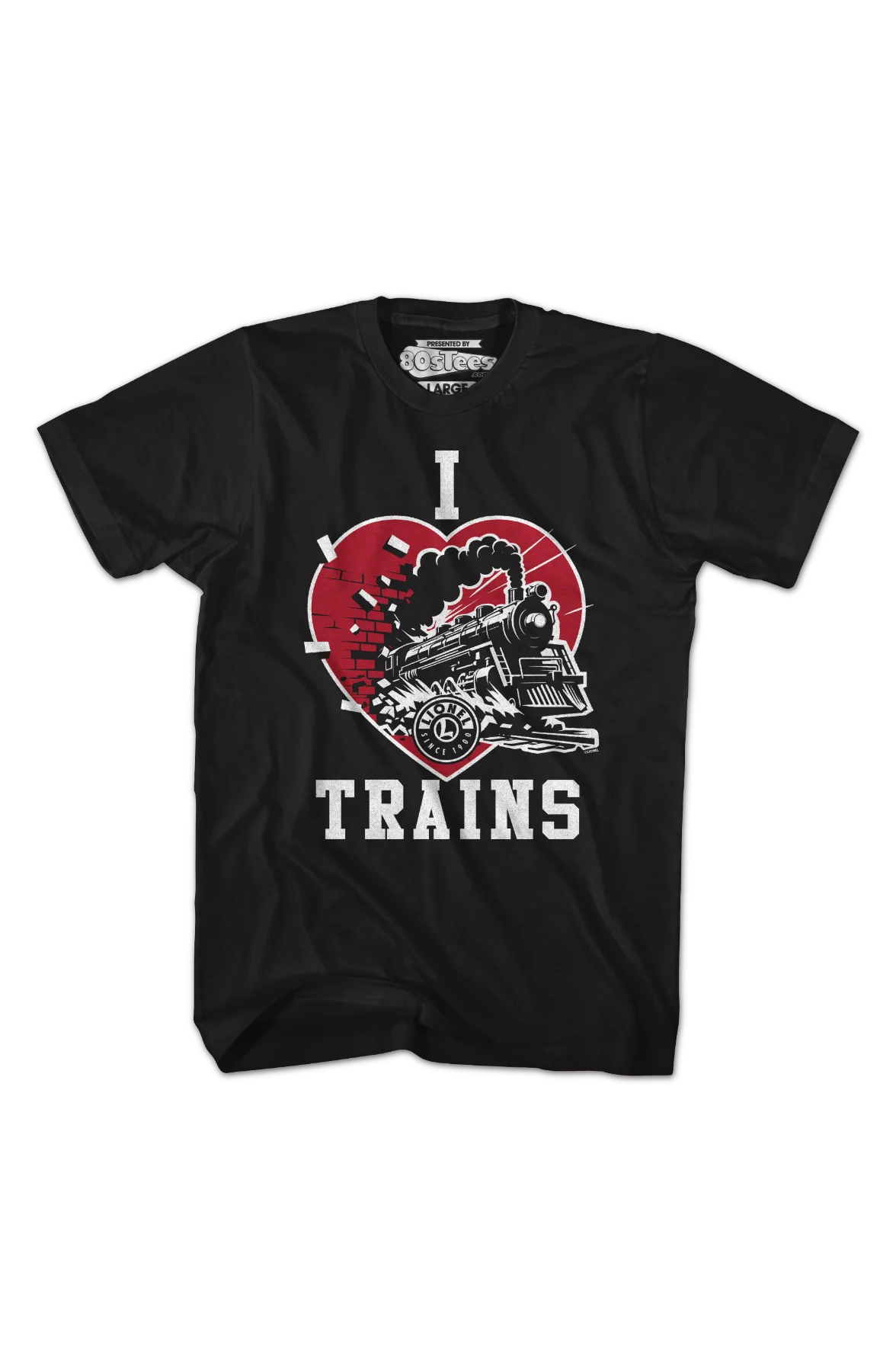 Black I Love Trains Lionel Trains T-Shirt - Image 2