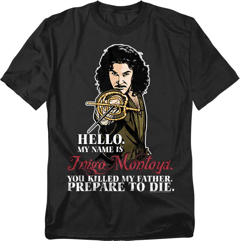 Black Inigo Montoya Illustration Princess Bride T-Shirt