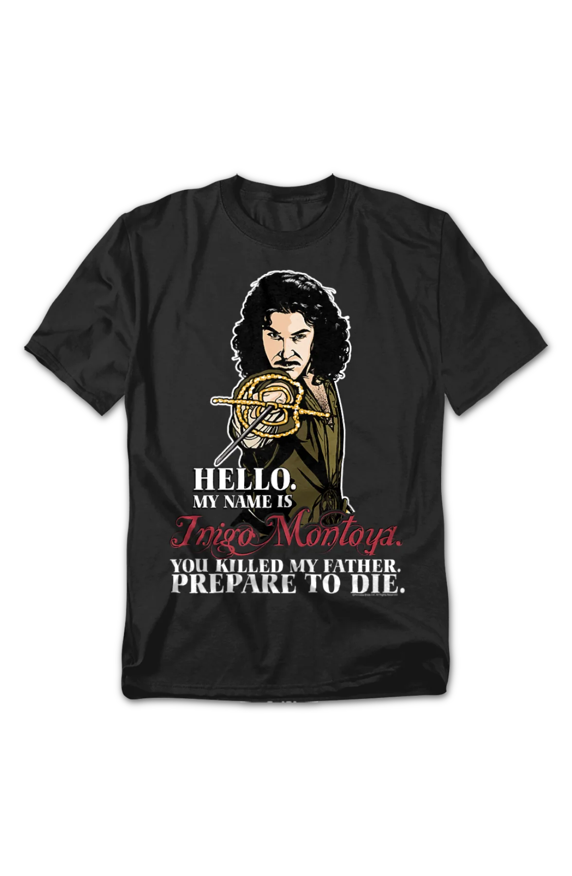 Black Inigo Montoya Illustration Princess Bride T-Shirt - Image 2