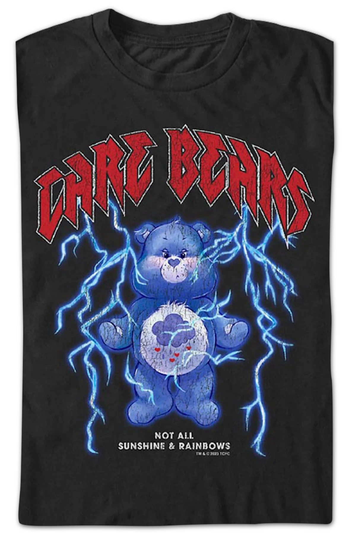 Black Not All Sunshine & Rainbows Care Bears T-Shirt - Image 2