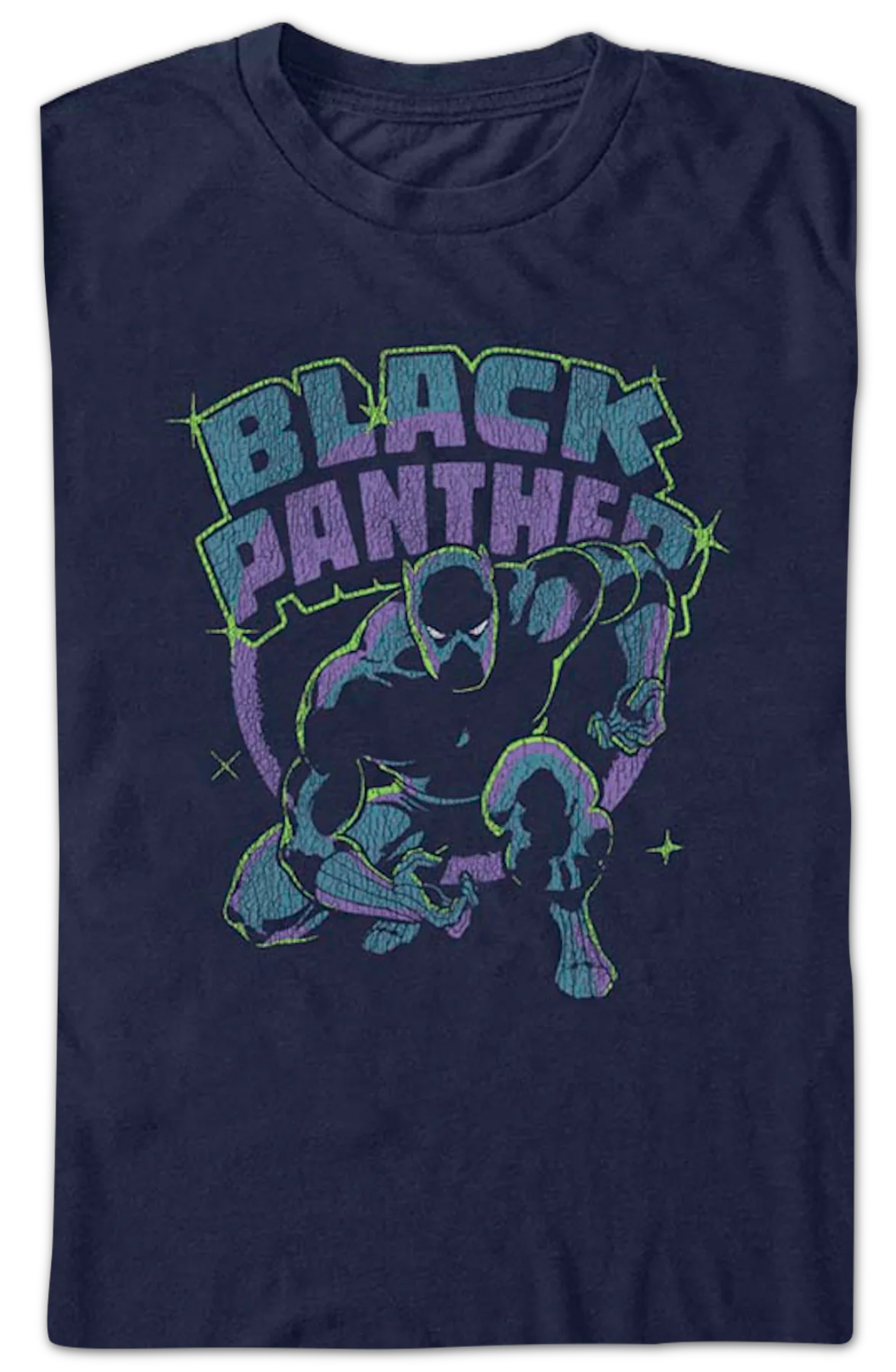 Black Panther Retro Action Pose Marvel Comics T-Shirt - Image 2