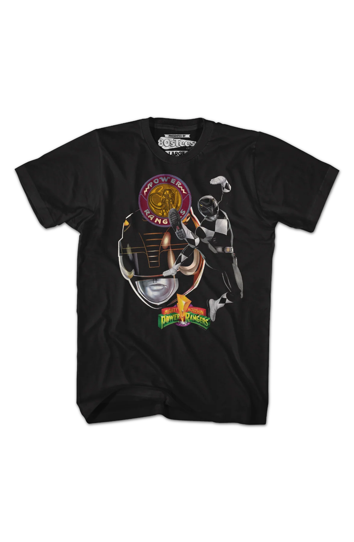Black Ranger Profile Mighty Morphin Power Rangers T-Shirt - Image 2