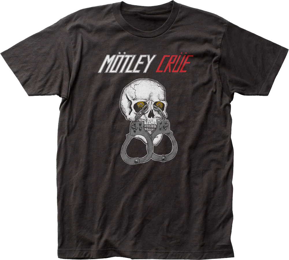 Black Skull And Handcuffs Motley Crue T-Shirt