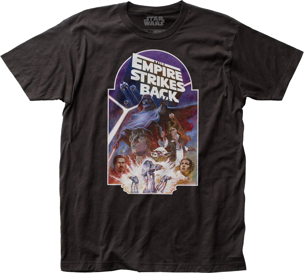 Black The Empire Strikes Back Vintage Poster Star Wars T-Shirt - Image 2