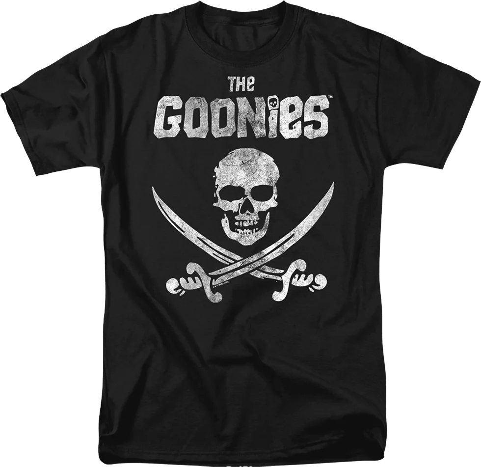 Black Vintage Skull & Crossed Swords Goonies T-Shirt