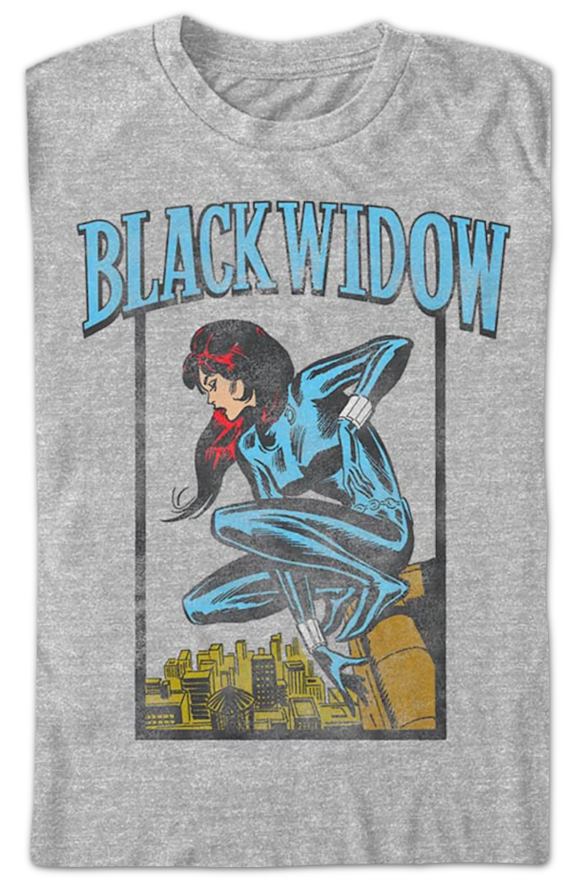 Black Widow Crouching Pose Marvel Comics T-Shirt - Image 2