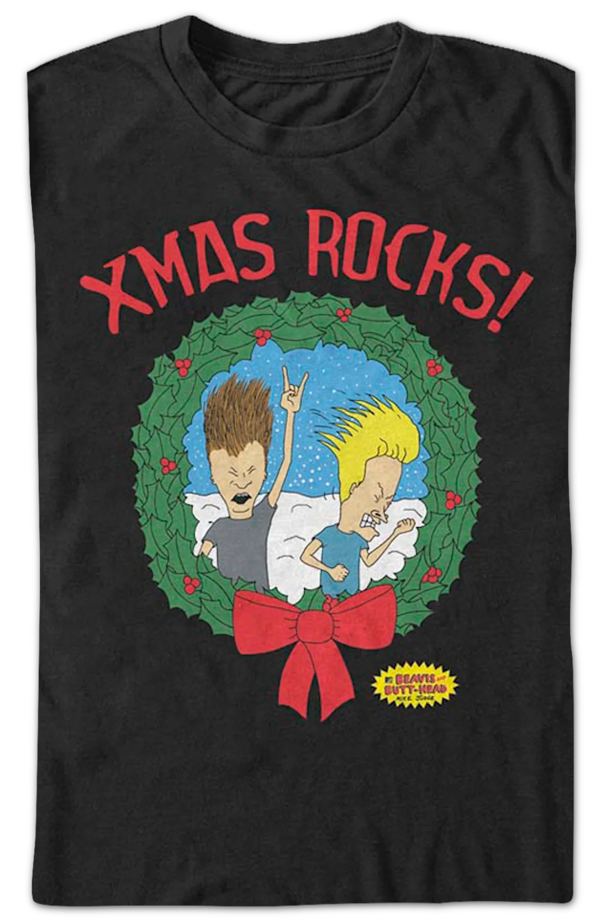 Black Xmas Rocks Beavis And Butt-Head T-Shirt - Image 2