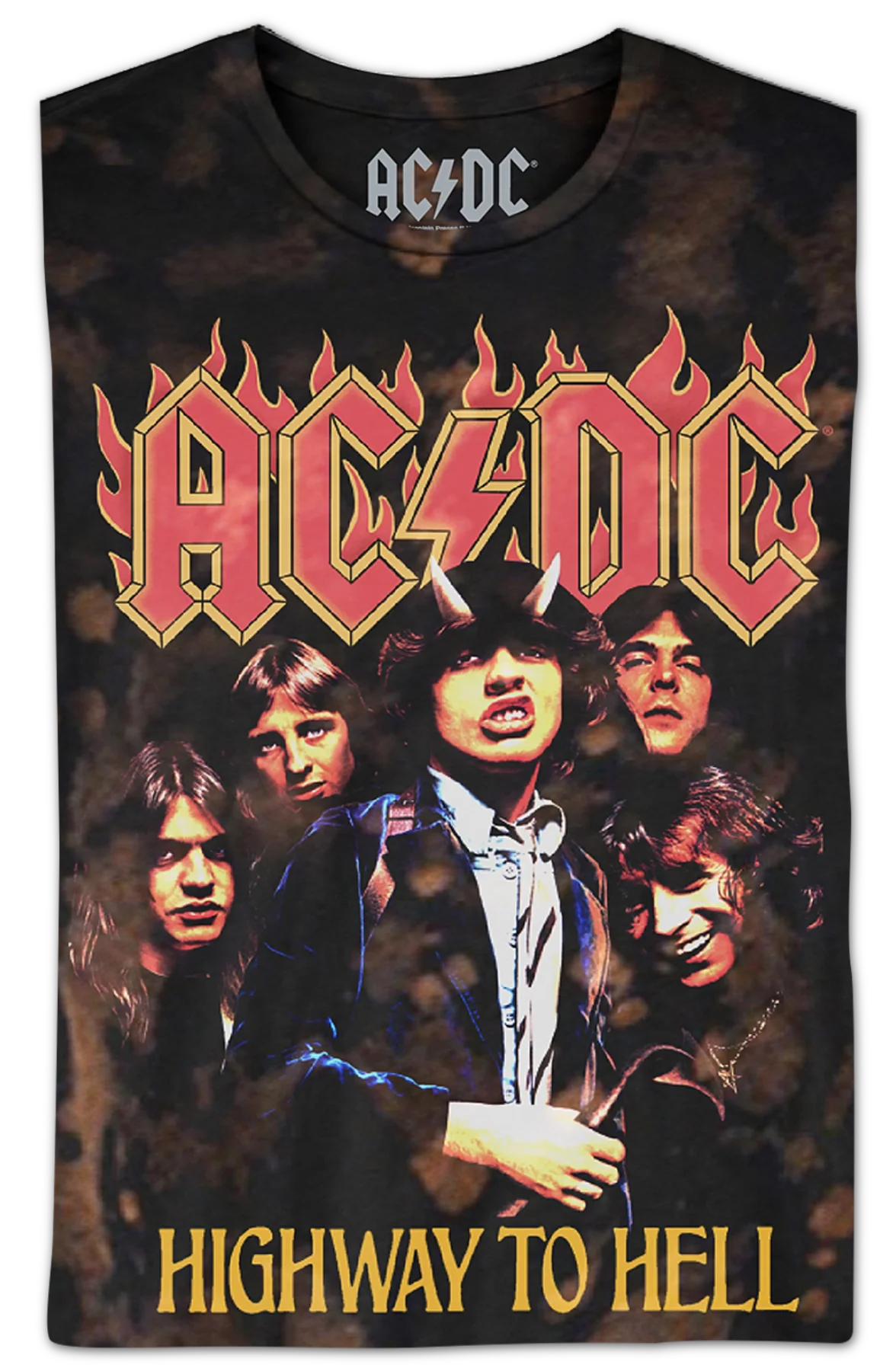 Bleached Tie Dye Highway To Hell ACDC T-Shirt - Image 2
