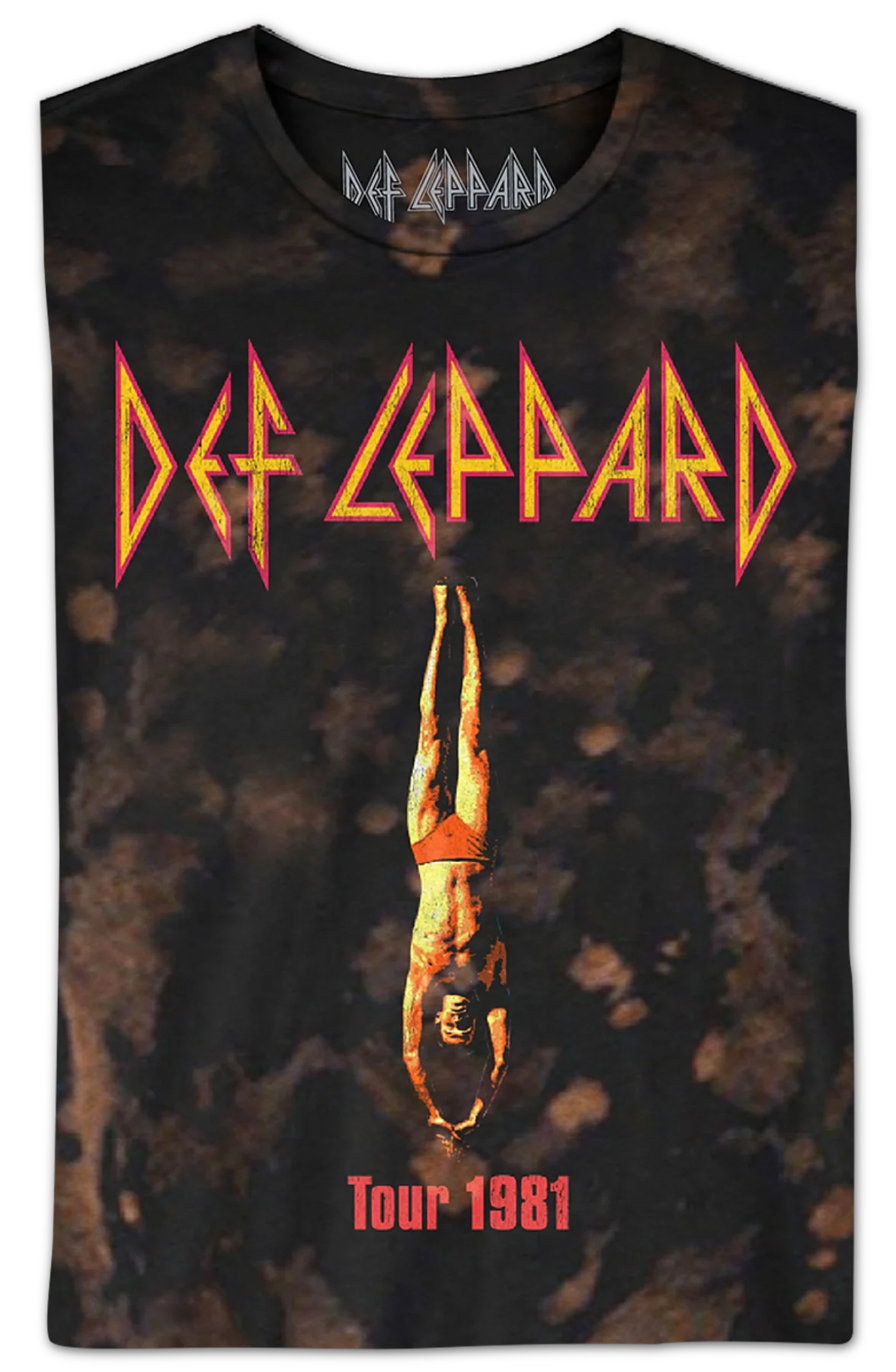 Bleached Tie Dye Tour 1981 Def Leppard T-Shirt - Image 2