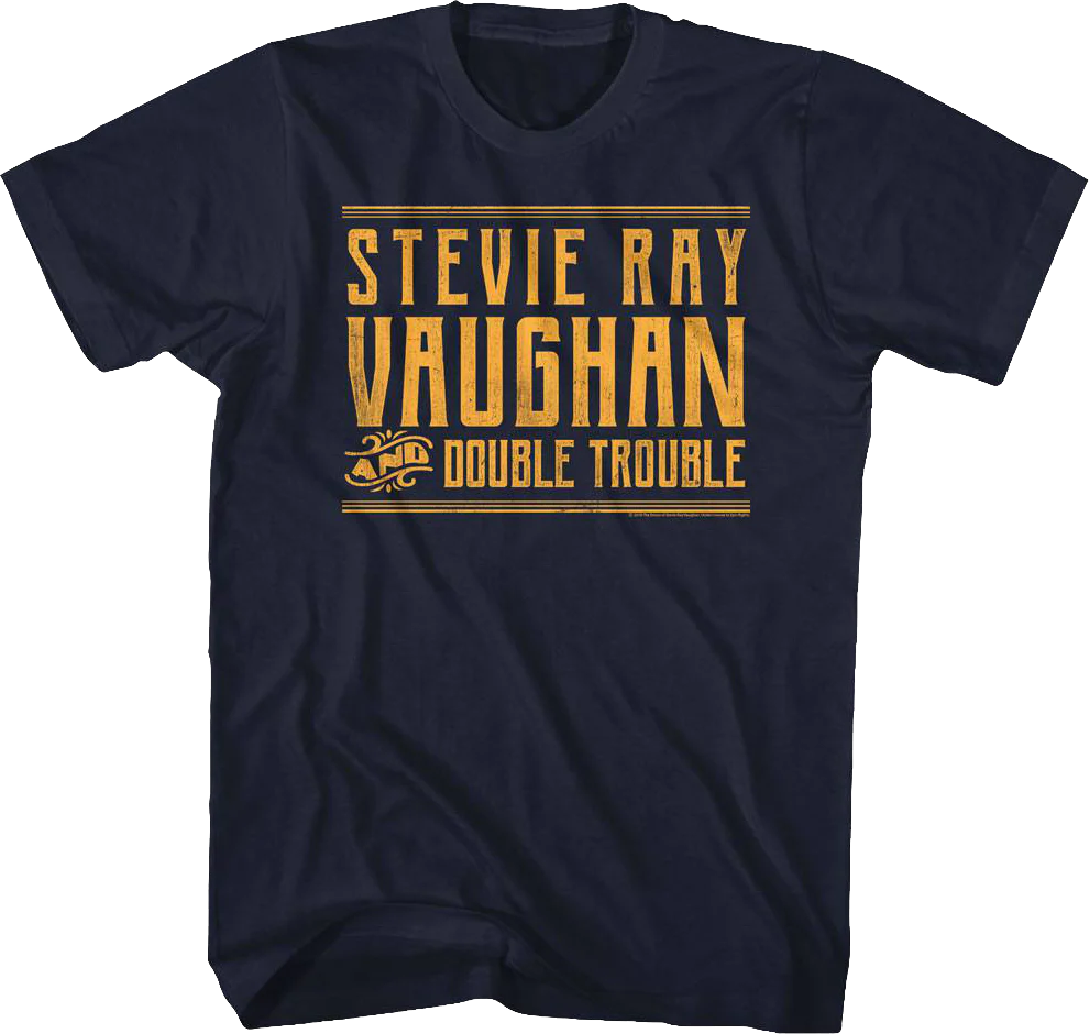 Blue Distressed Stevie Ray Vaughan and Double Trouble T-Shirt
