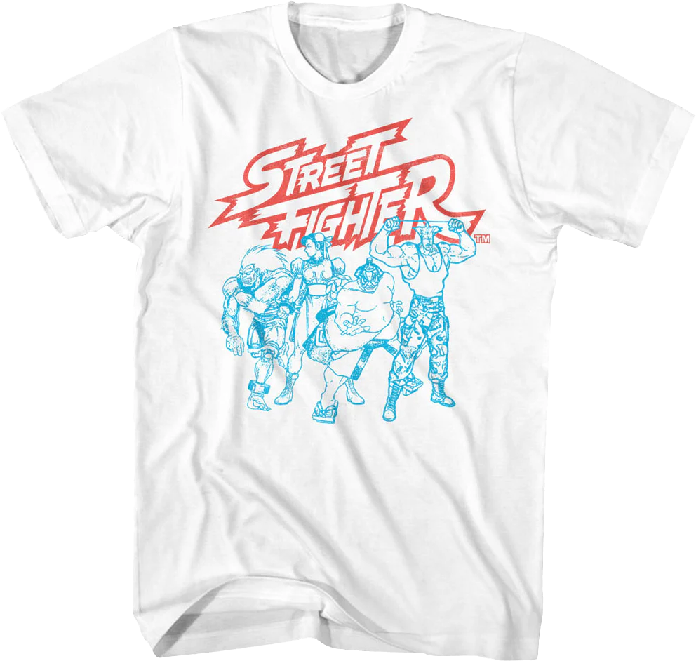 Blue Sketches Street Fighter T-Shirt