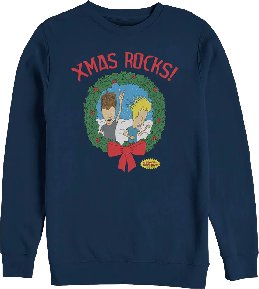 Blue Xmas Rocks Beavis And Butt-Head Sweatshirt