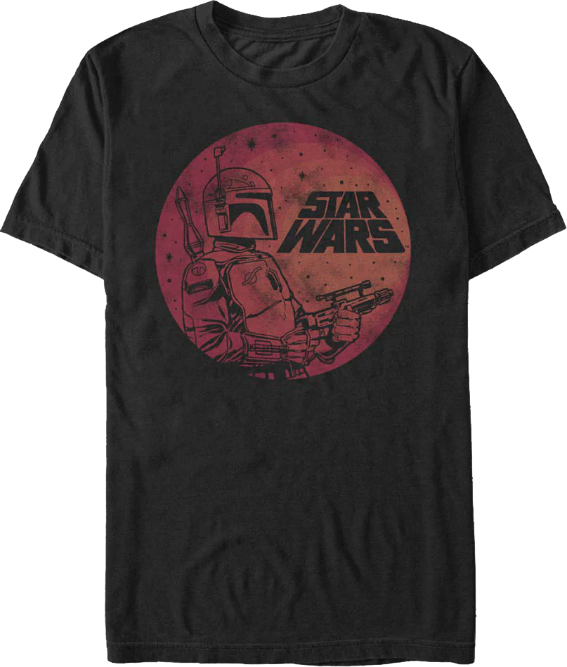 Boba Fett Mandalorian Moon Star Wars T-Shirt