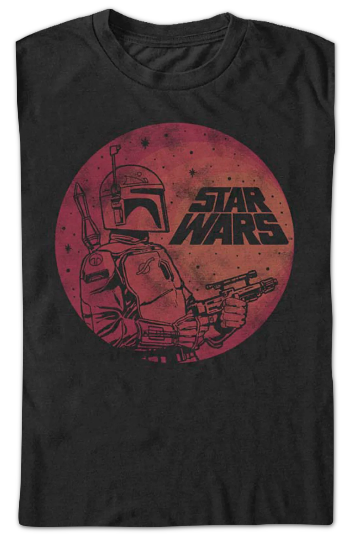 Boba Fett Mandalorian Moon Star Wars T-Shirt - Image 2