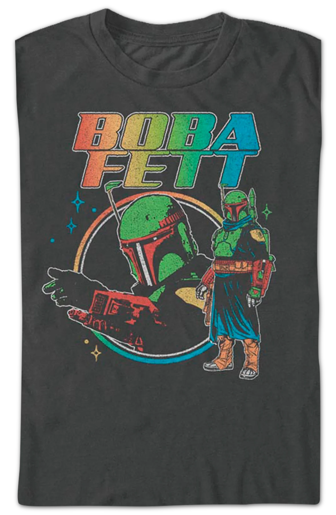 Boba Fett Retro Circle Star Wars T-Shirt - Image 2