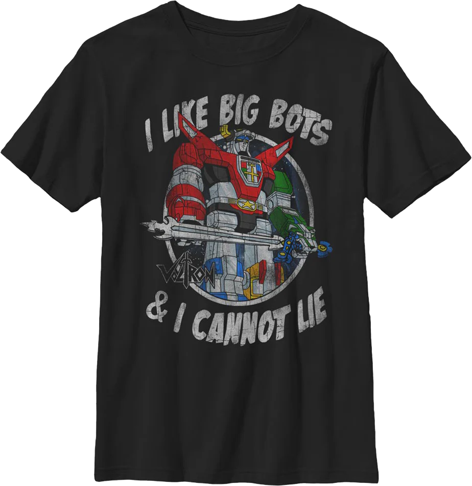 Boys Youth I Like Big Bots & I Cannot Lie Voltron Shirt